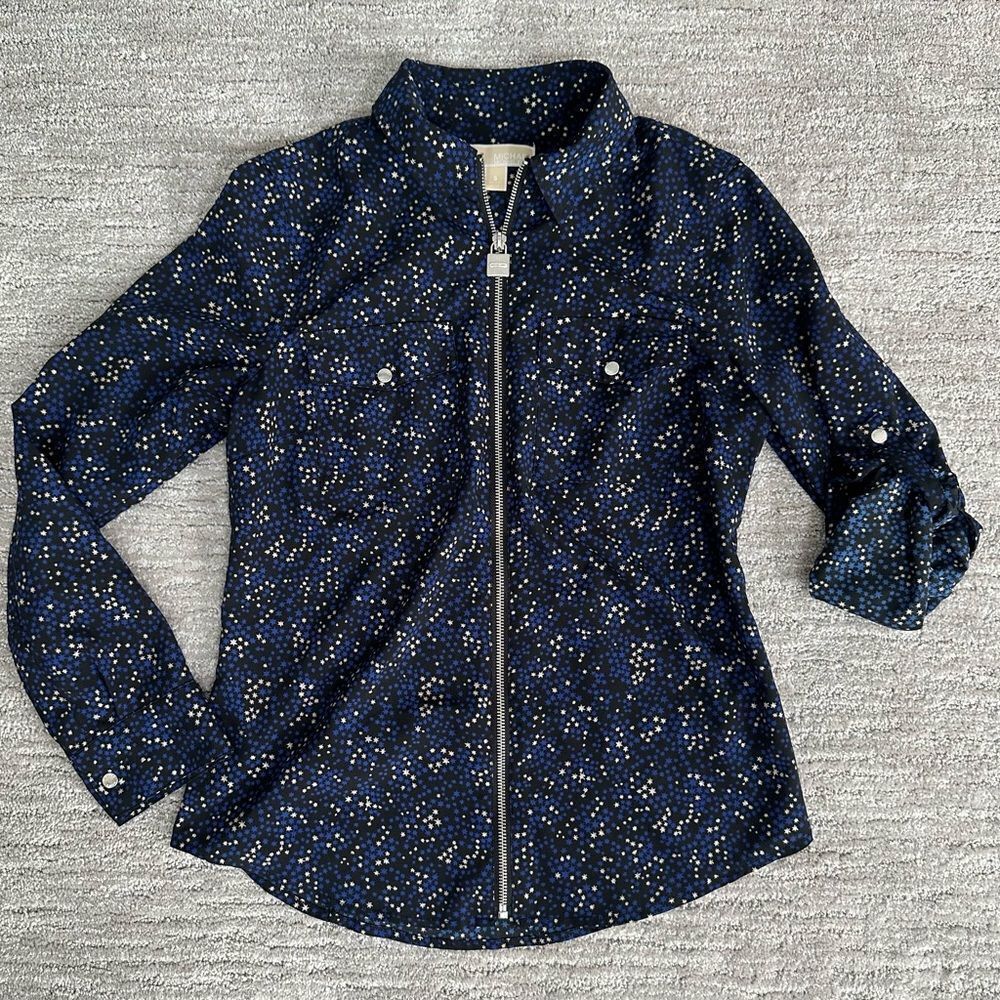 Michael Kors Women's Star Lock Zip Shirt Size S